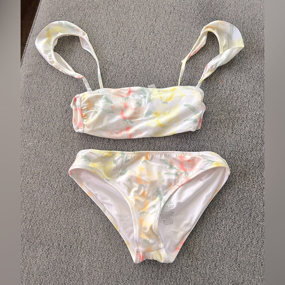 Pink VS Bikini Cheekini tropical and white swimsuit set